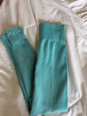 Gymshark Aqua Ribbed High-Waist Leggings